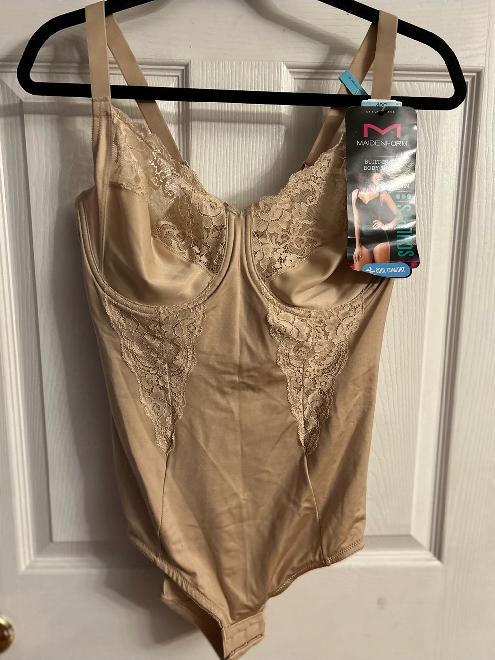 Maidenform Women's Lace-Trim Nude Bodysuit Shapewear Size 40C